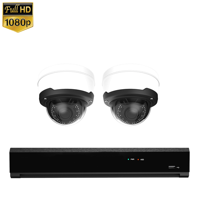 2x Dome IP Camera 1080P POE Wired